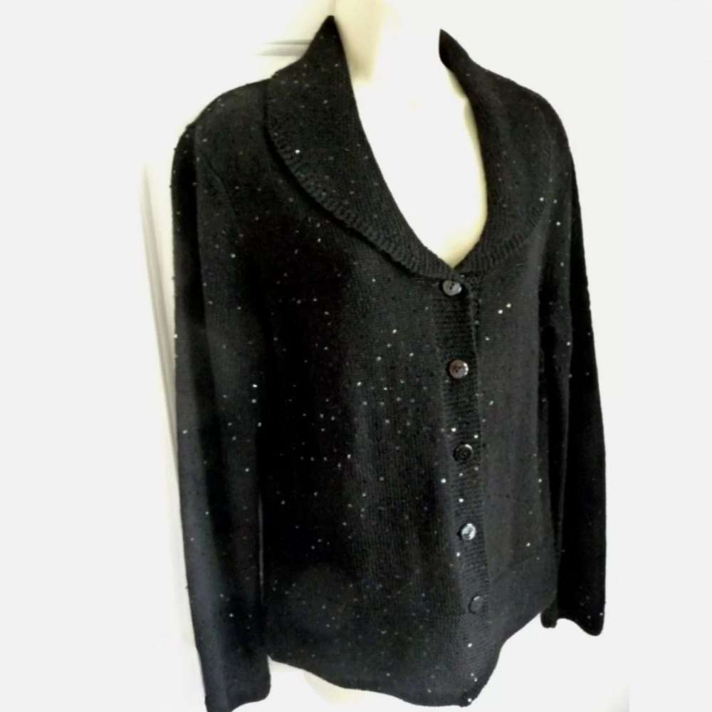 Talbots Black Sequins Cardigan